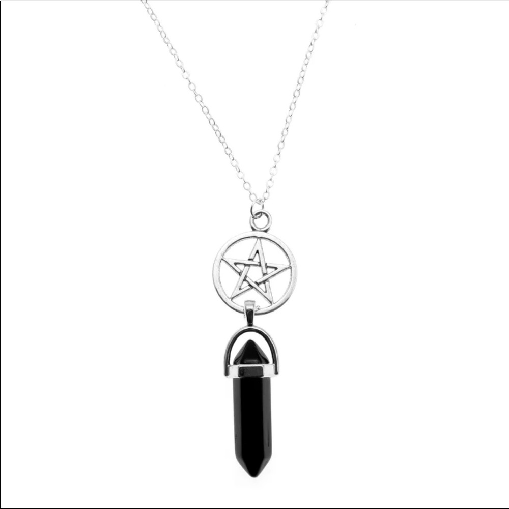 Pentacle Necklace Black Agate